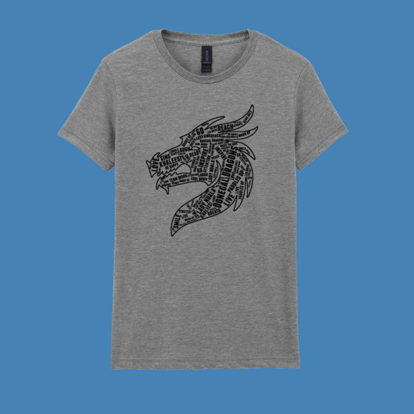Donegal Dragons Word Cloud - Softstyle™ women's ringspun t-shirt Thumbnail