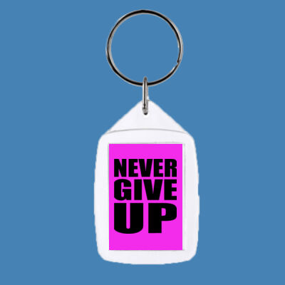 Never Give Up - Rectangle Smooth Edge Keyring Thumbnail